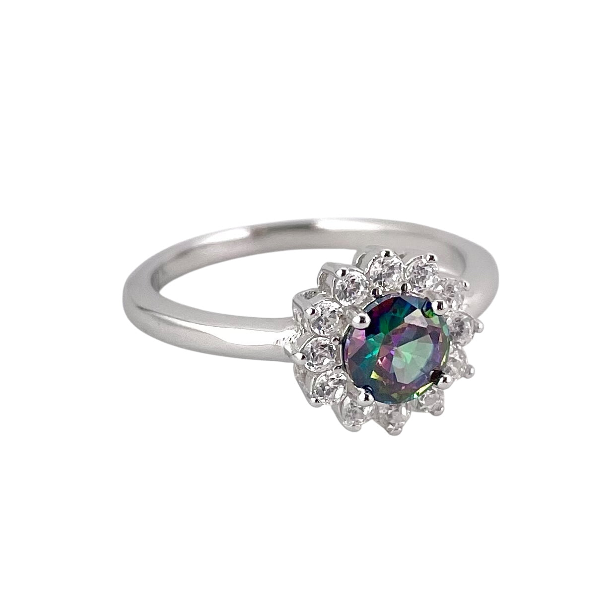 CZ Stone Round Ring Sterling Silver