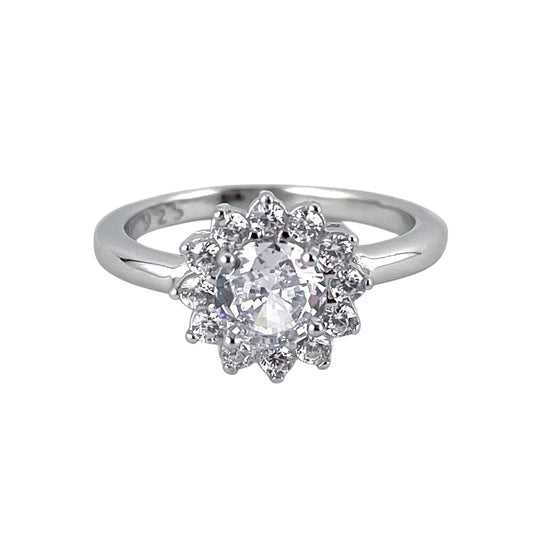 CZ Stone Round Ring Sterling Silver