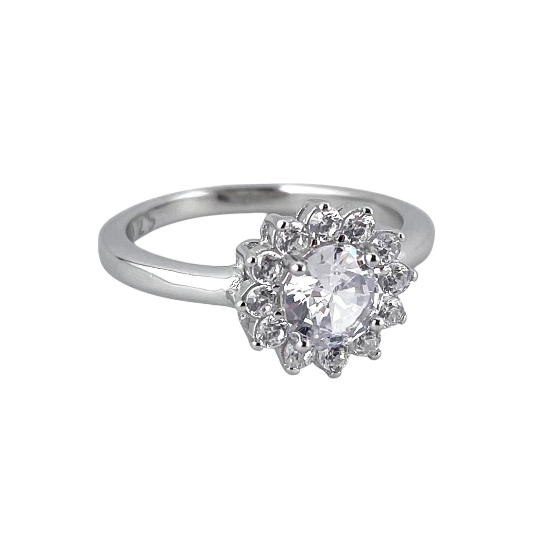 CZ Stone Round Ring Sterling Silver