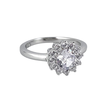 CZ Stone Round Ring Sterling Silver