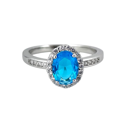 CZ Stone Oval Ring Sterling Silver