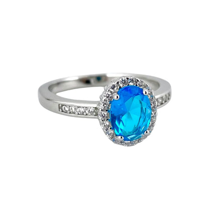 CZ Stone Oval Ring Sterling Silver