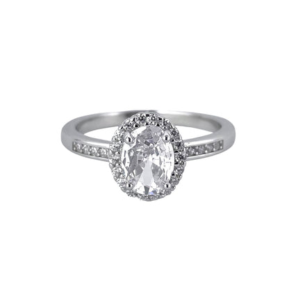 CZ Stone Oval Ring Sterling Silver