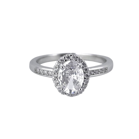 CZ Stone Oval Ring Sterling Silver