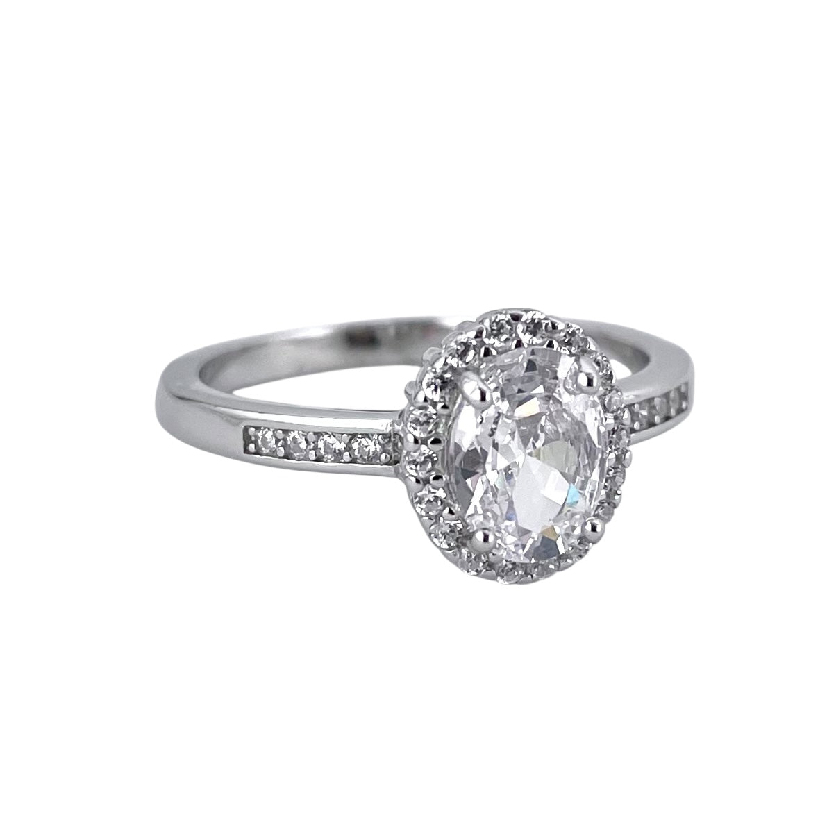CZ Stone Oval Ring Sterling Silver
