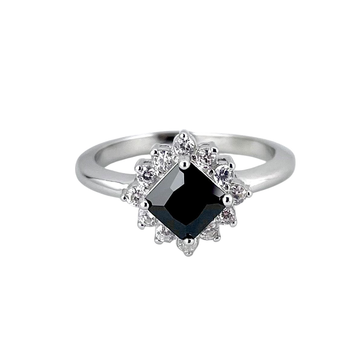 CZ Stone Diamond Shape Ring Sterling Silver