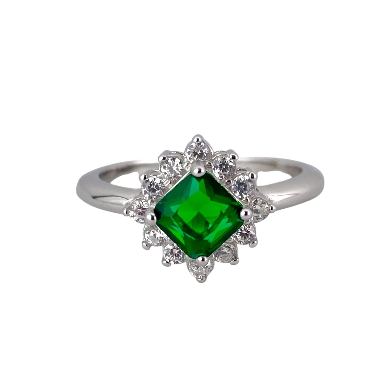 CZ Stone Diamond Shape Ring Sterling Silver