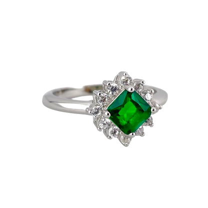 CZ Stone Diamond Shape Ring Sterling Silver