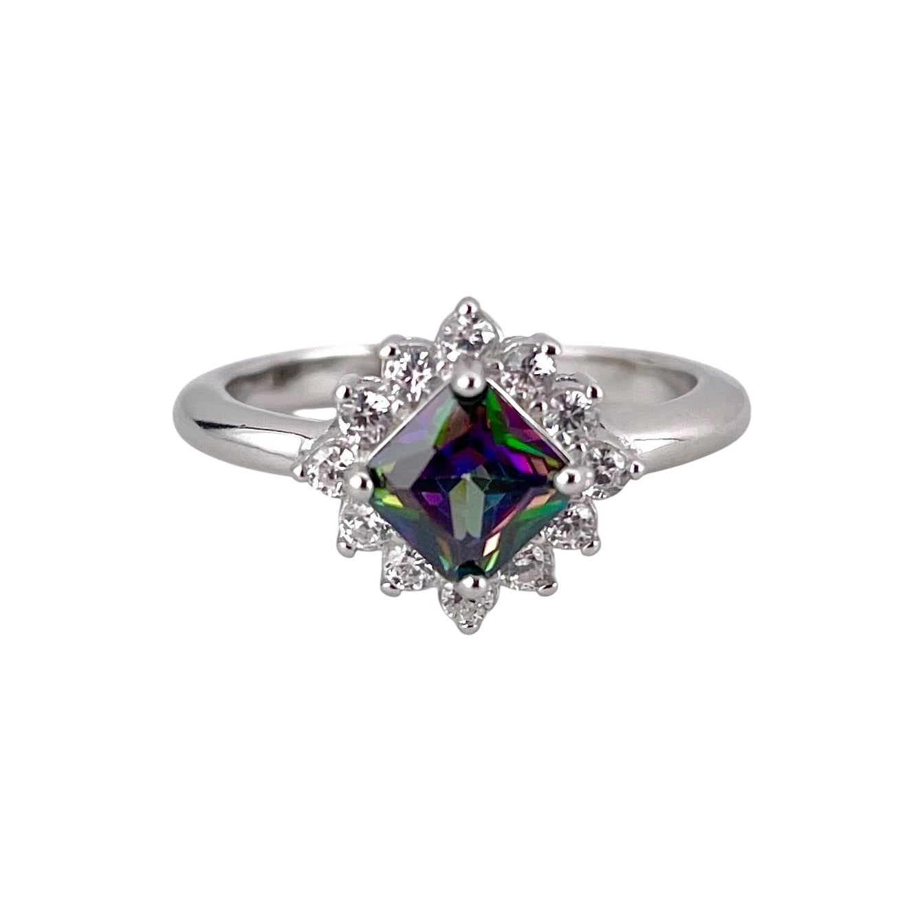 CZ Stone Diamond Shape Ring Sterling Silver