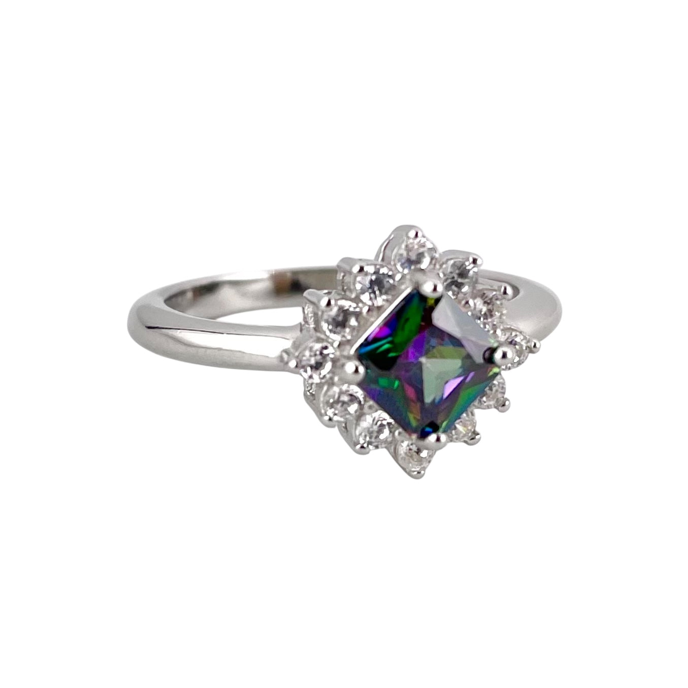 CZ Stone Diamond Shape Ring Sterling Silver