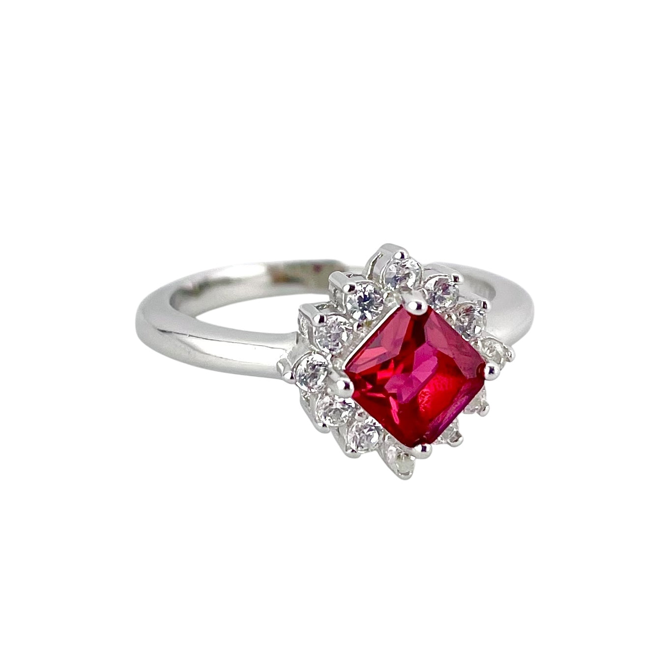 CZ Stone Diamond Shape Ring Sterling Silver