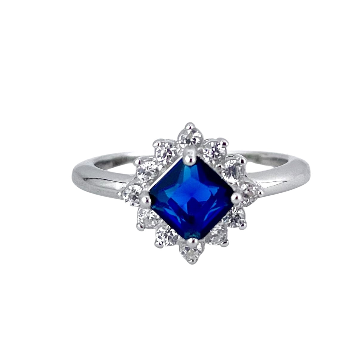 CZ Stone Diamond Shape Ring Sterling Silver