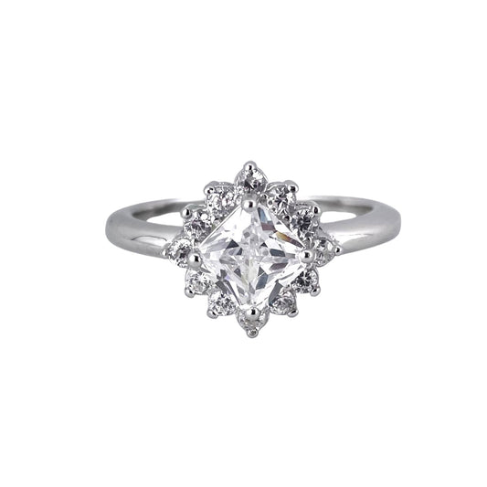 CZ Stone Diamond Shape Ring Sterling Silver