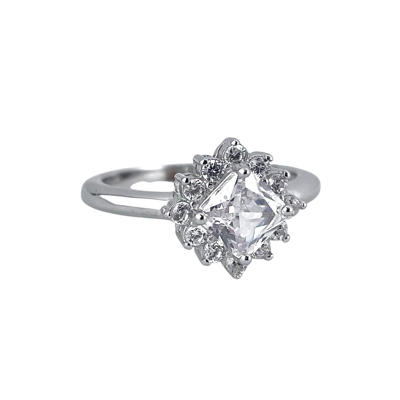 CZ Stone Diamond Shape Ring Sterling Silver