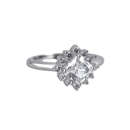 CZ Stone Diamond Shape Ring Sterling Silver
