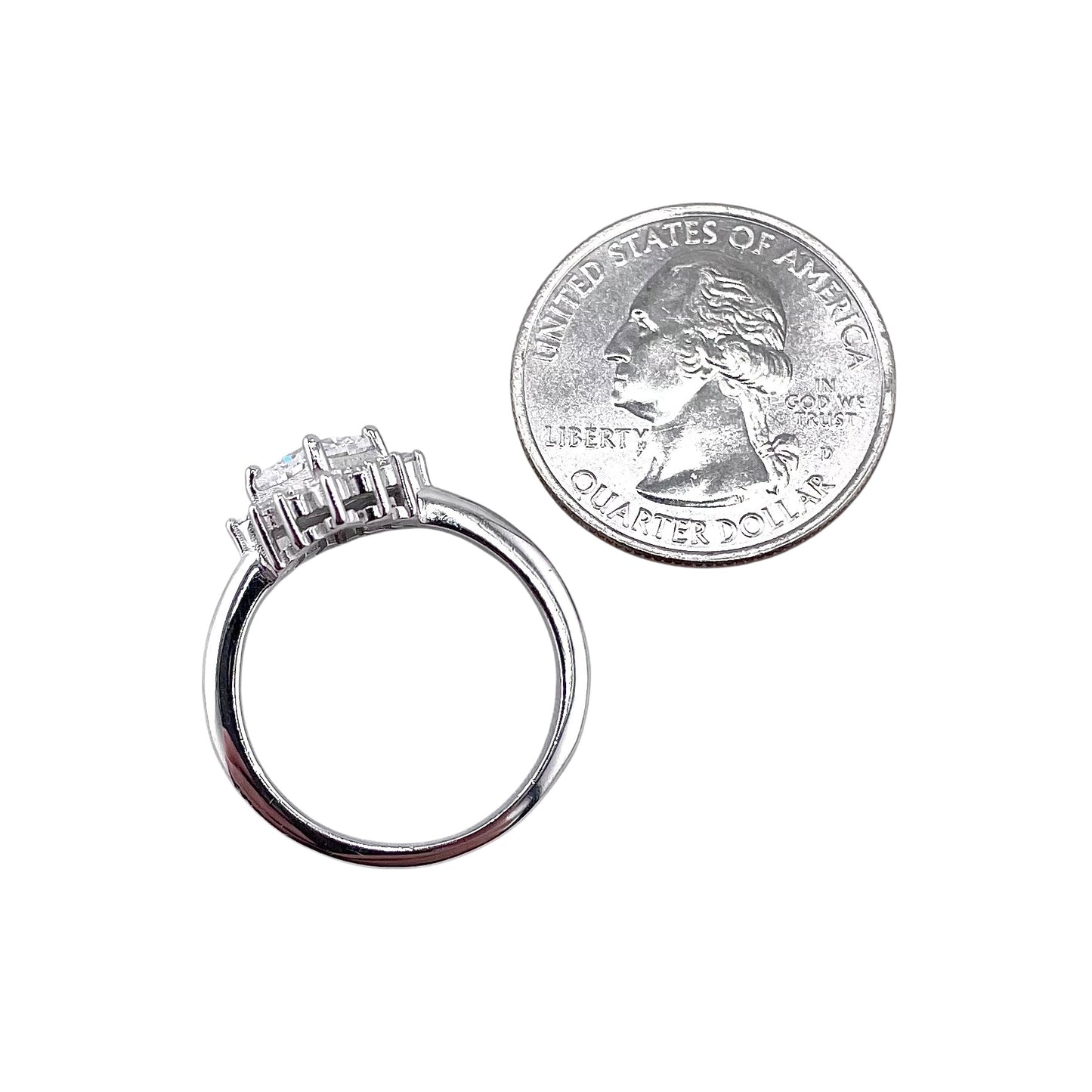 CZ Stone Diamond Shape Ring Sterling Silver