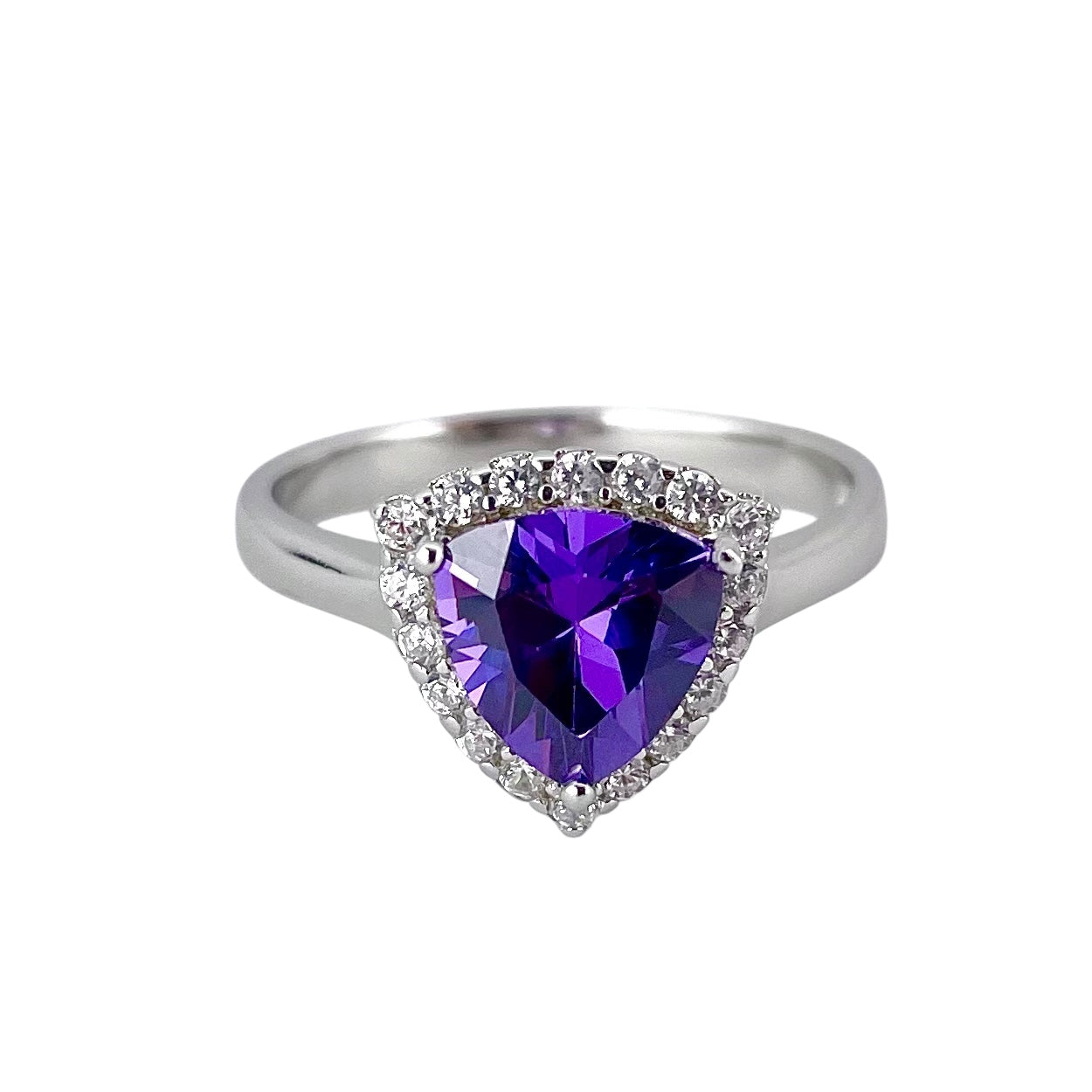 CZ Stone Triangle Ring Sterling Silver