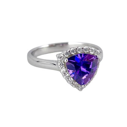CZ Stone Triangle Ring Sterling Silver