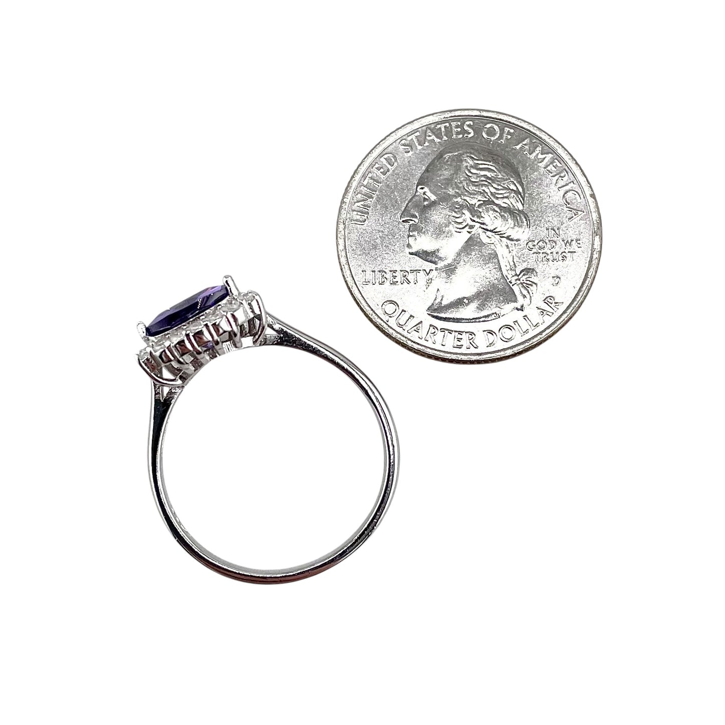 CZ Stone Triangle Ring Sterling Silver