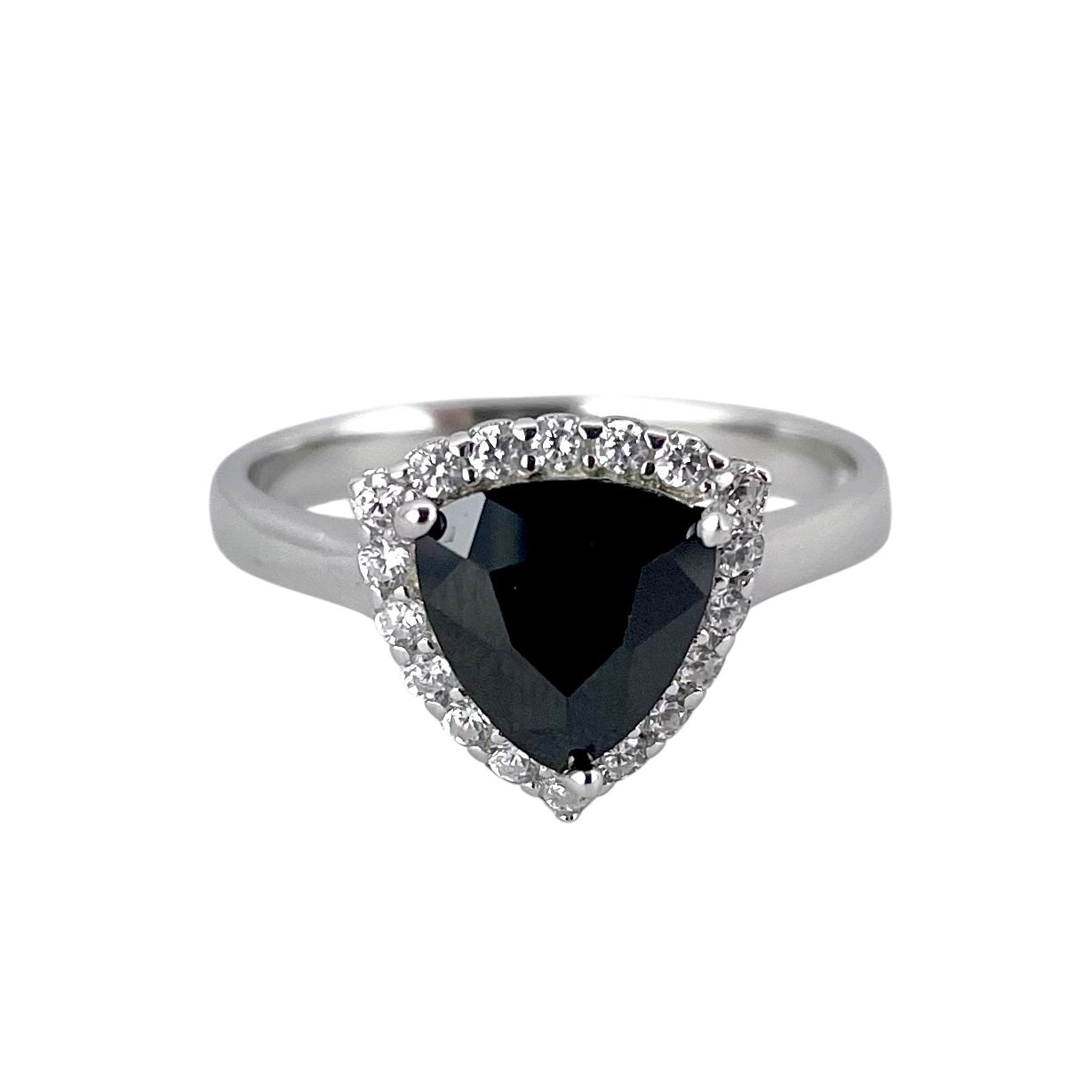 CZ Stone Triangle Ring Sterling Silver