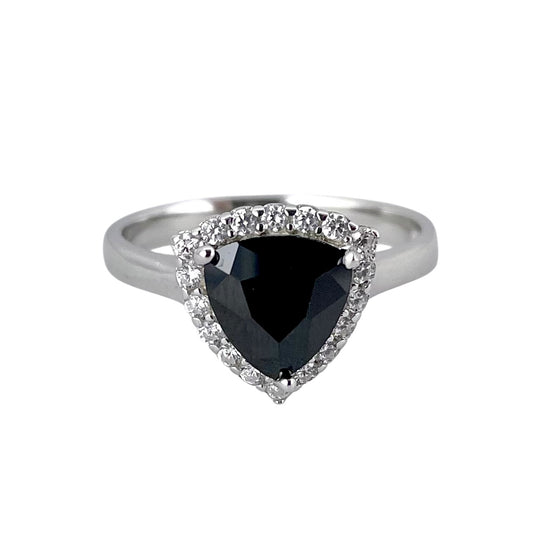 CZ Stone Triangle Ring Sterling Silver