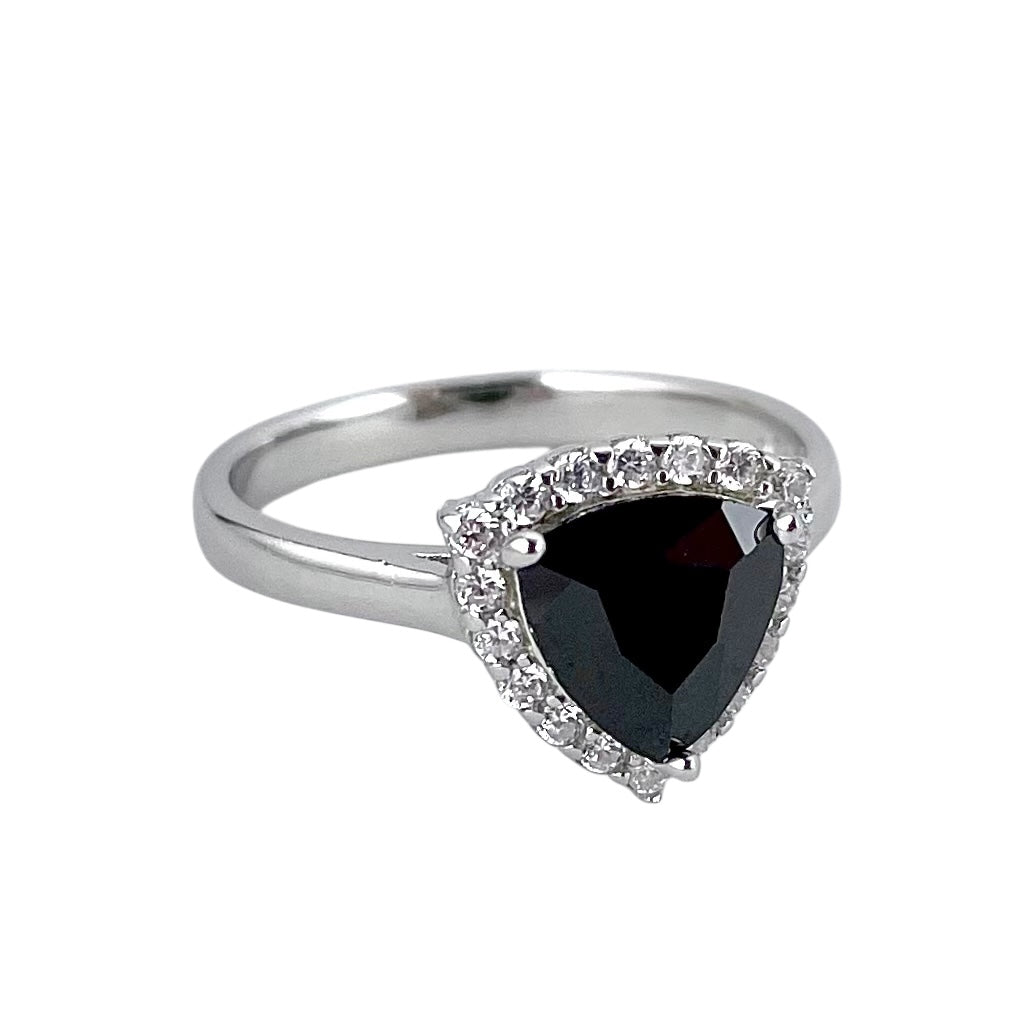 CZ Stone Triangle Ring Sterling Silver