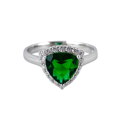 CZ Stone Triangle Ring Sterling Silver