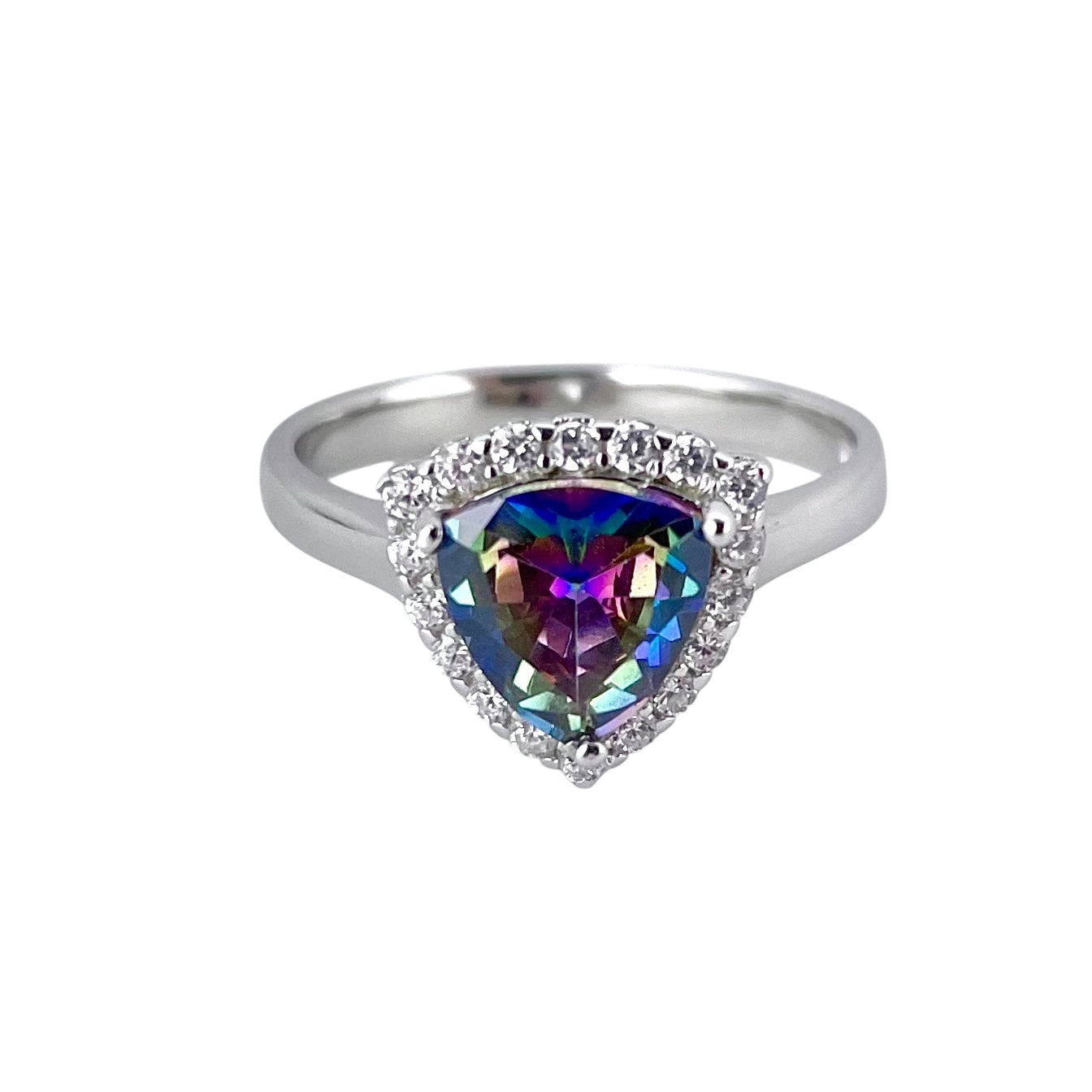 CZ Stone Triangle Ring Sterling Silver