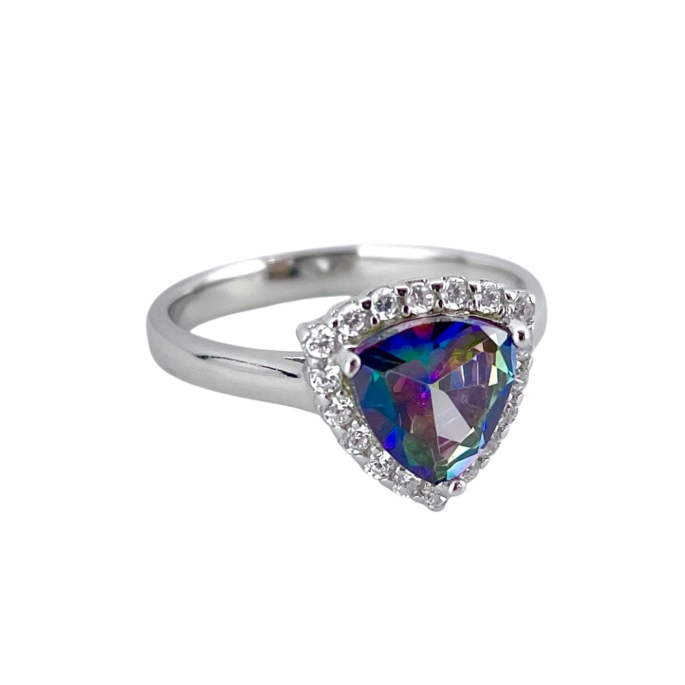 CZ Stone Triangle Ring Sterling Silver