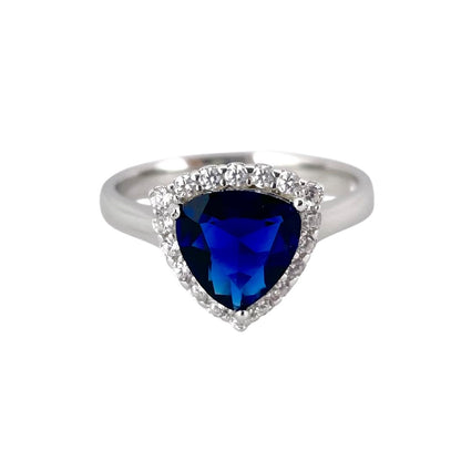CZ Stone Triangle Ring Sterling Silver