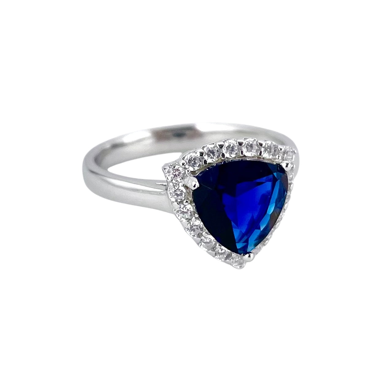 CZ Stone Triangle Ring Sterling Silver