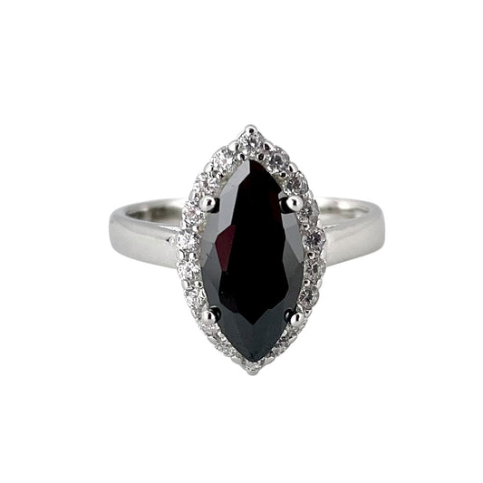 CZ Stone Pointed Oval Ring Sterling Silver
