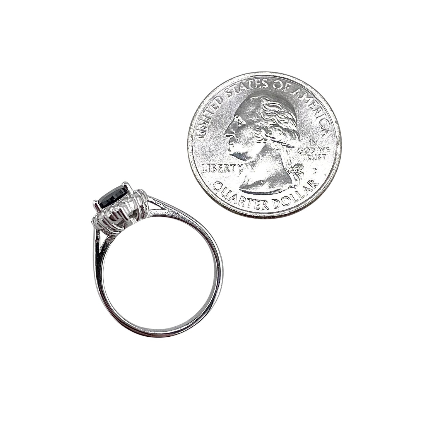 CZ Stone Pointed Oval Ring Sterling Silver