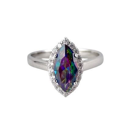 CZ Stone Pointed Oval Ring Sterling Silver