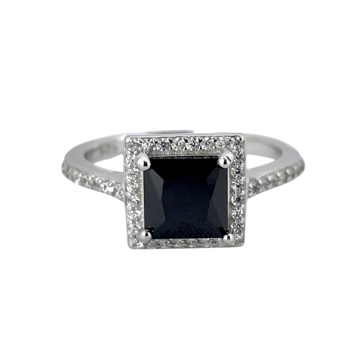 CZ Stone Square Ring Sterling Silver
