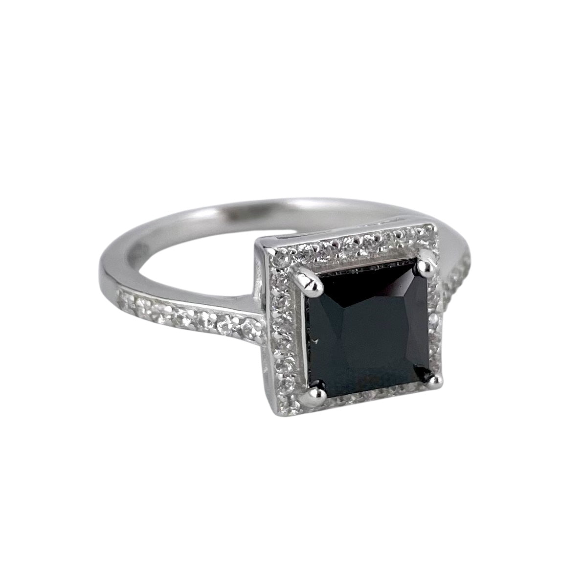 CZ Stone Square Ring Sterling Silver