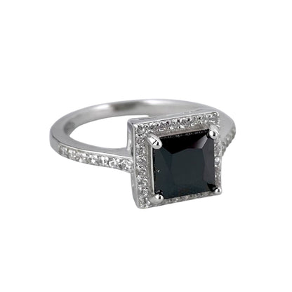 CZ Stone Square Ring Sterling Silver