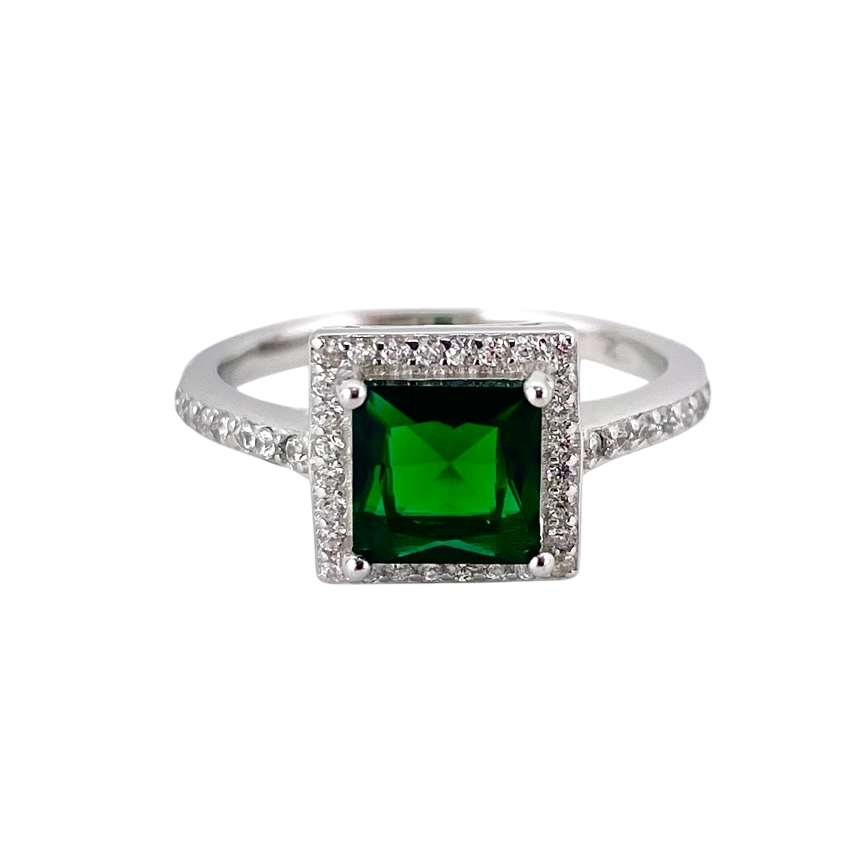 CZ Stone Square Ring Sterling Silver