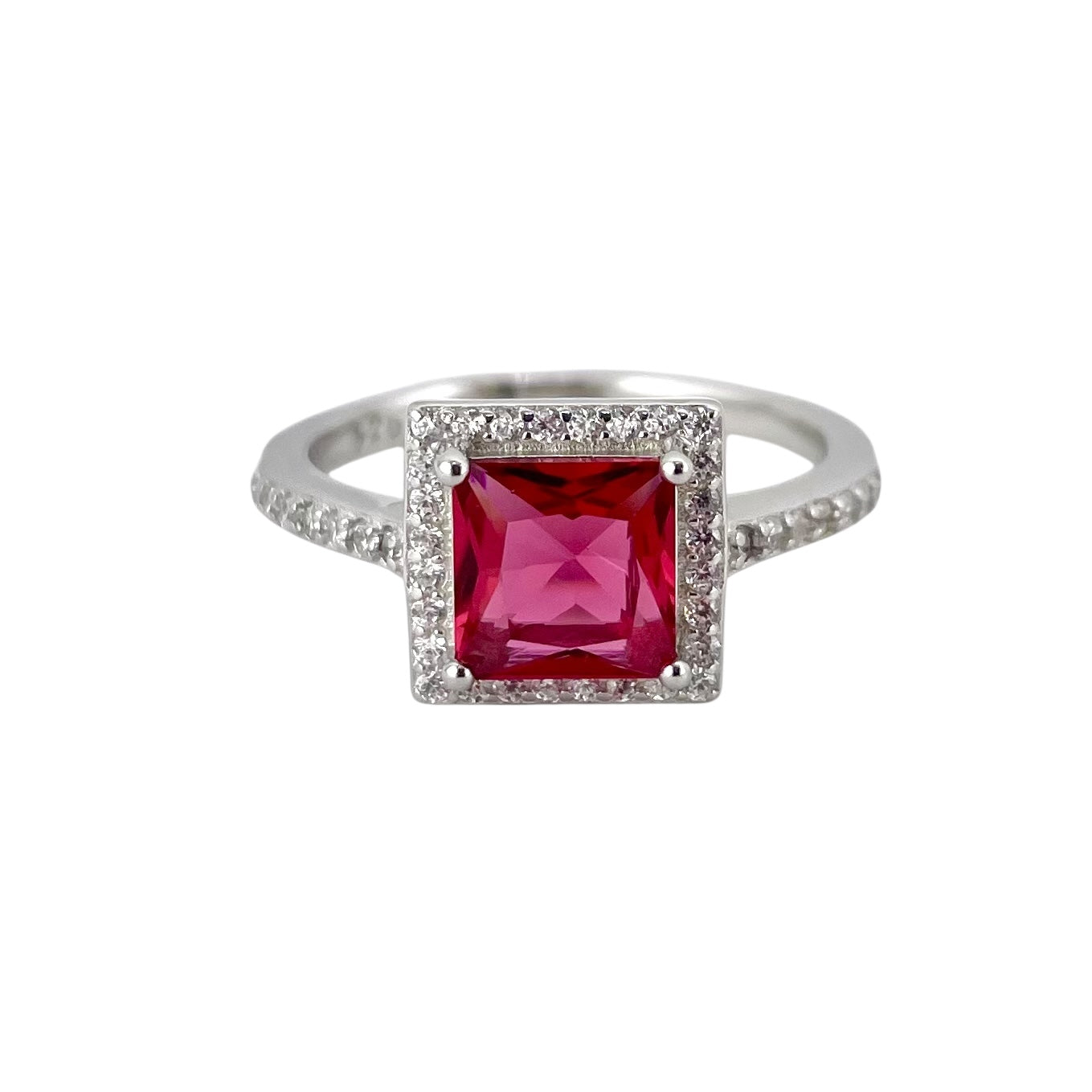 CZ Stone Square Ring Sterling Silver