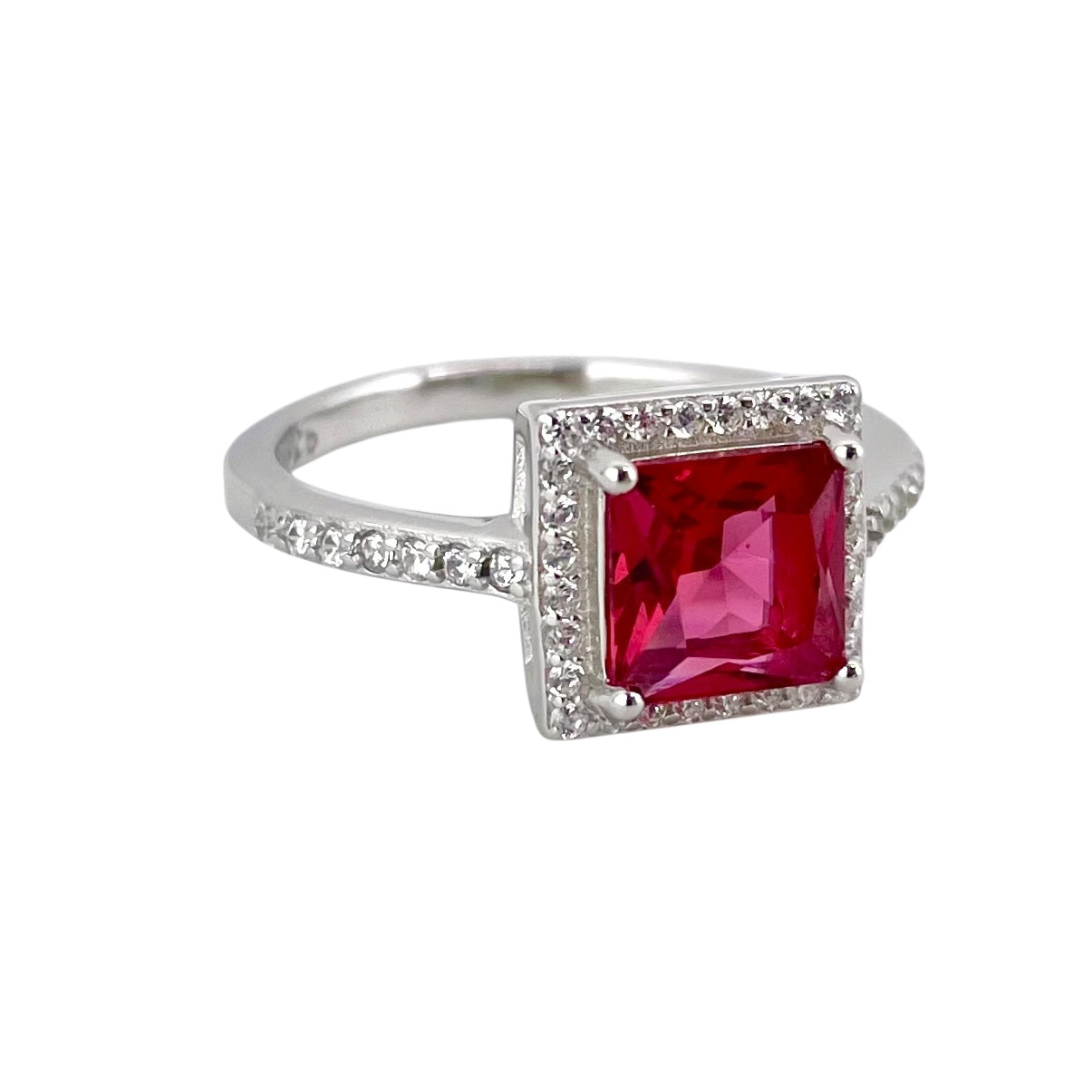 CZ Stone Square Ring Sterling Silver