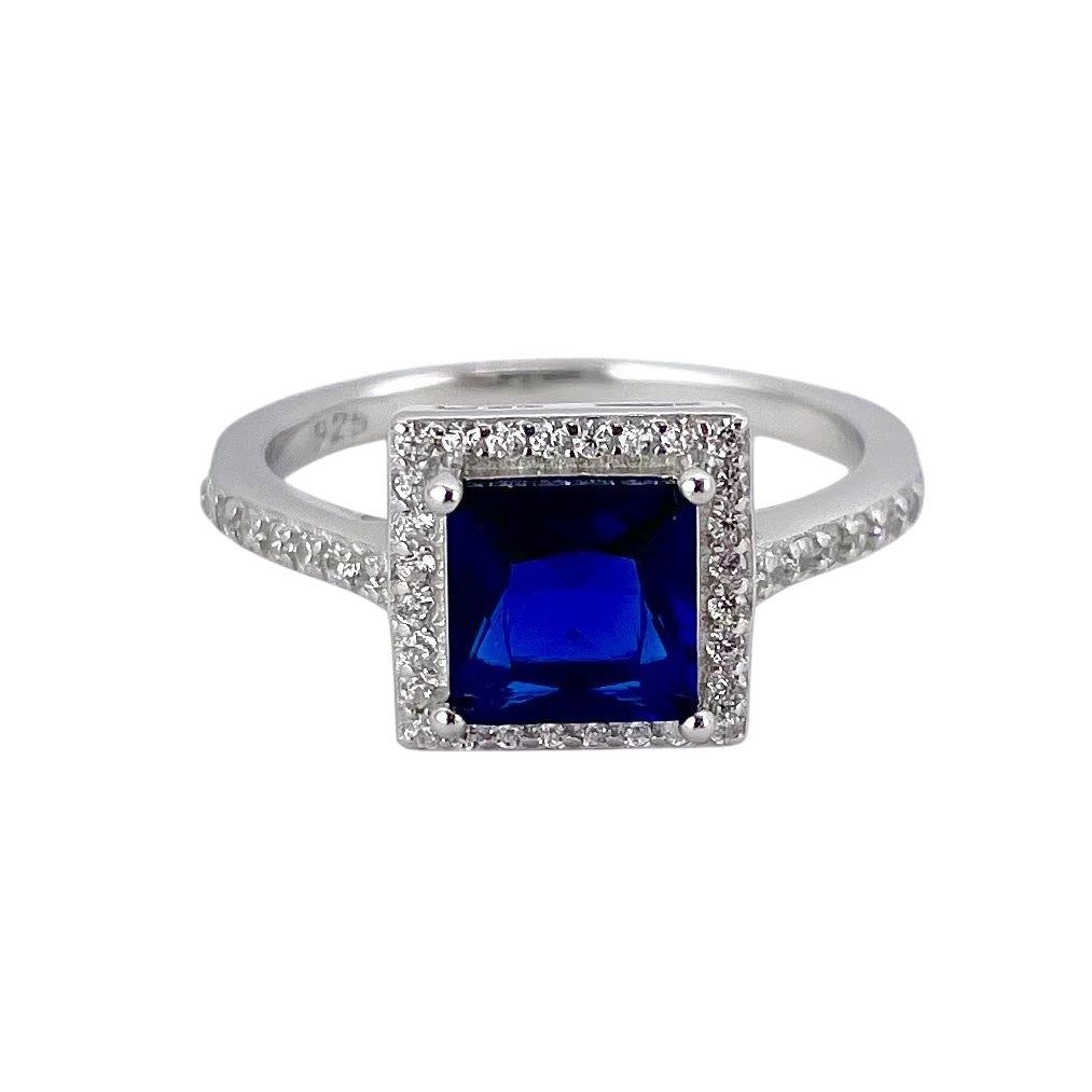 CZ Stone Square Ring Sterling Silver