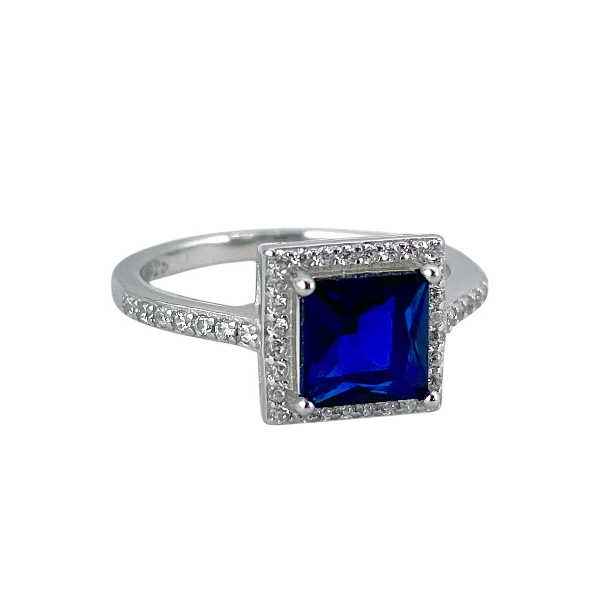 CZ Stone Square Ring Sterling Silver