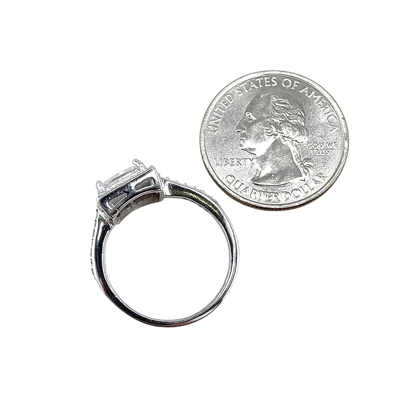 CZ Stone Square Ring Sterling Silver