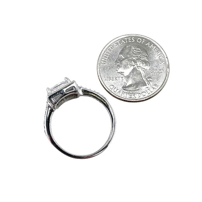 CZ Stone Square Ring Sterling Silver