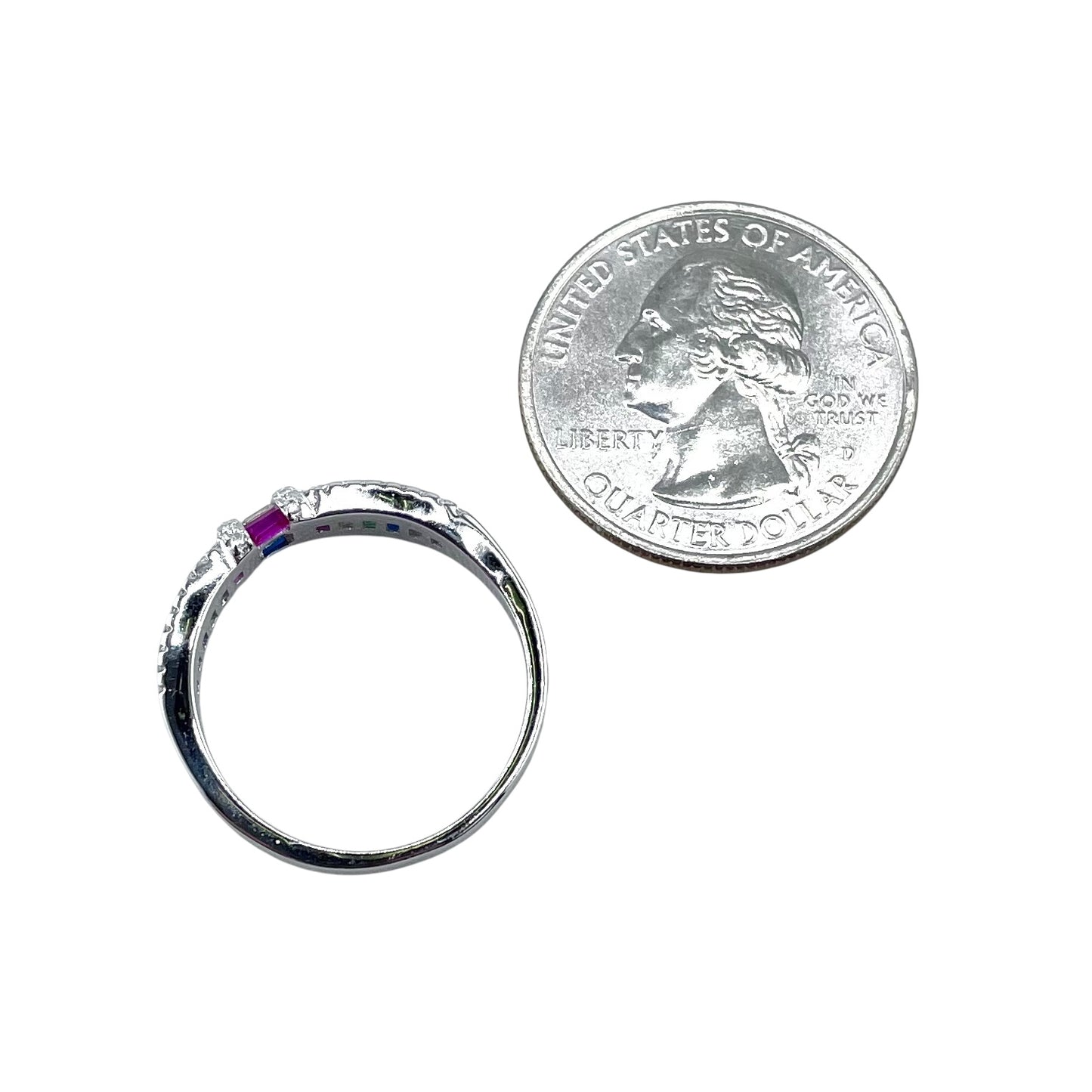 CZ Multi Color Stone Ring Sterling Silver