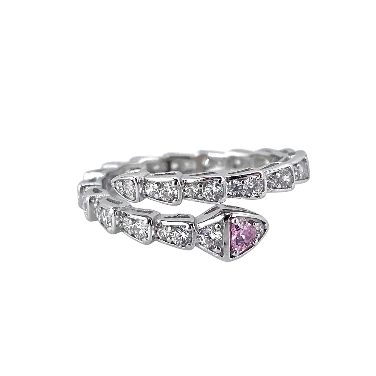 CZ Stone Snake Wrap Ring Sterling Silver