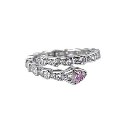 CZ Stone Snake Wrap Ring Sterling Silver