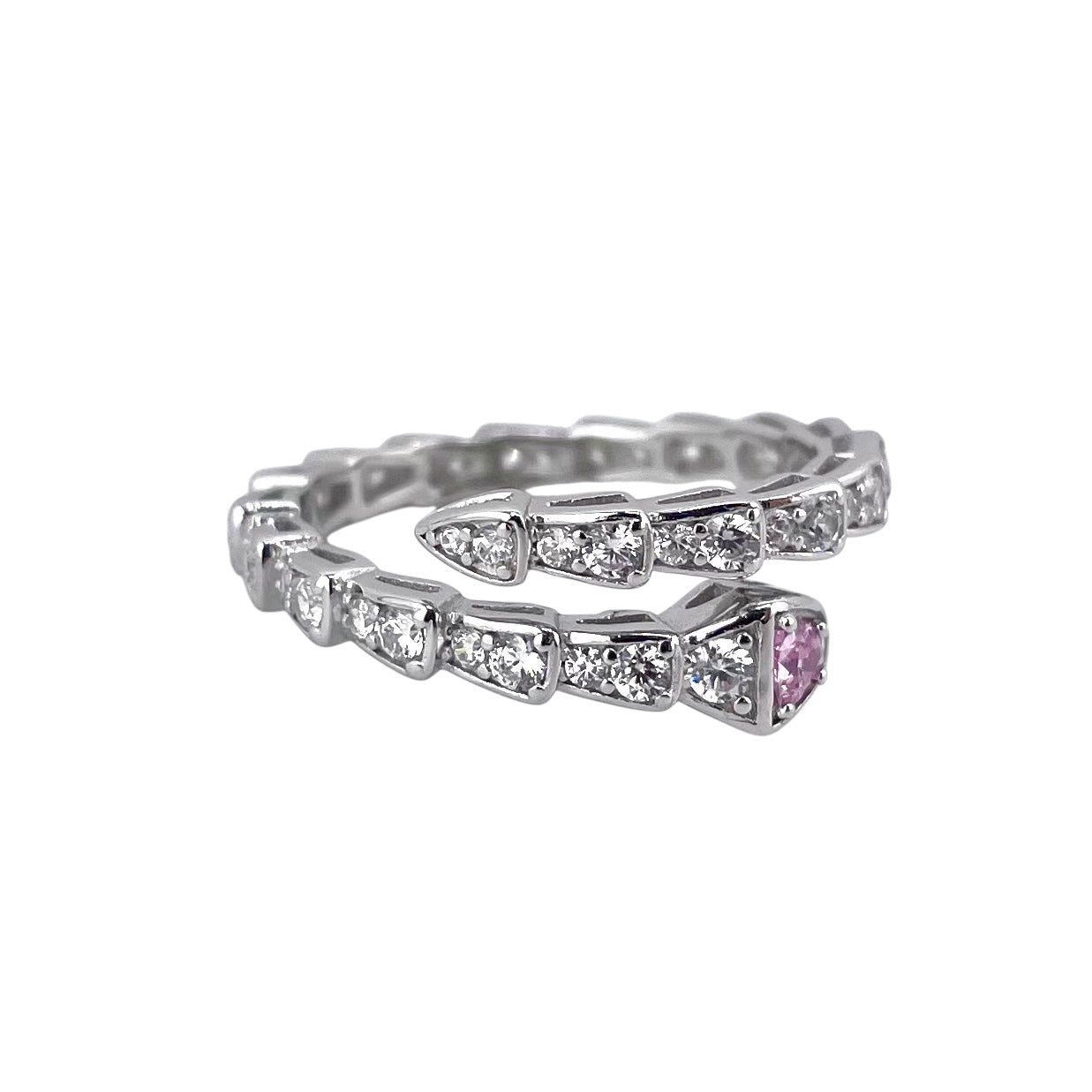 CZ Stone Snake Wrap Ring Sterling Silver