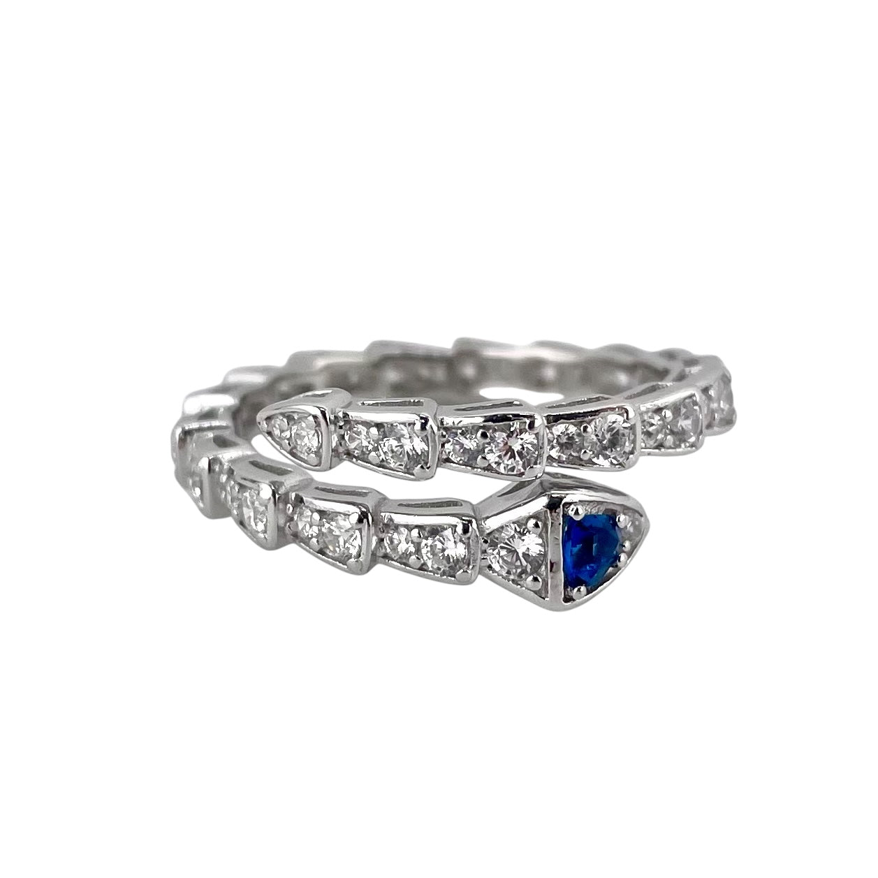 CZ Stone Snake Wrap Ring Sterling Silver