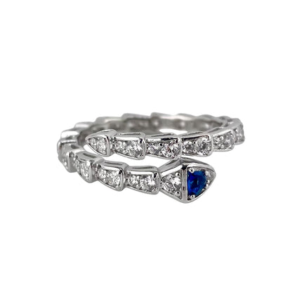 CZ Stone Snake Wrap Ring Sterling Silver